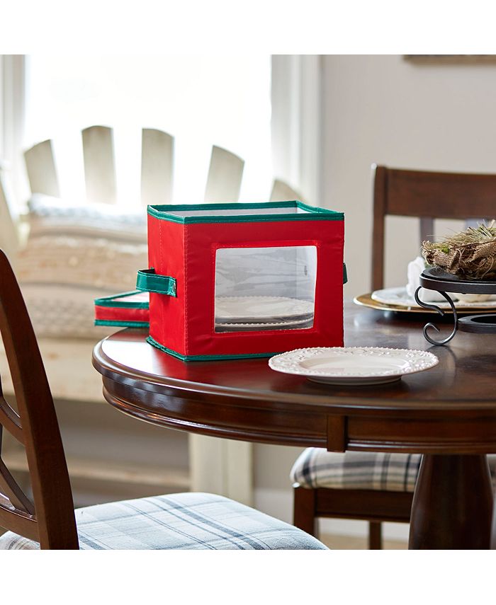 Household Essentials Holiday China Salad Plate Storage Box Macy's