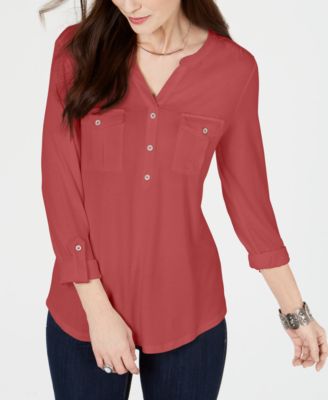 macys ladies red tops