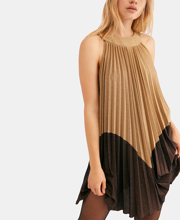 Free People Pleated Love Metallic Mini Dress Macy s