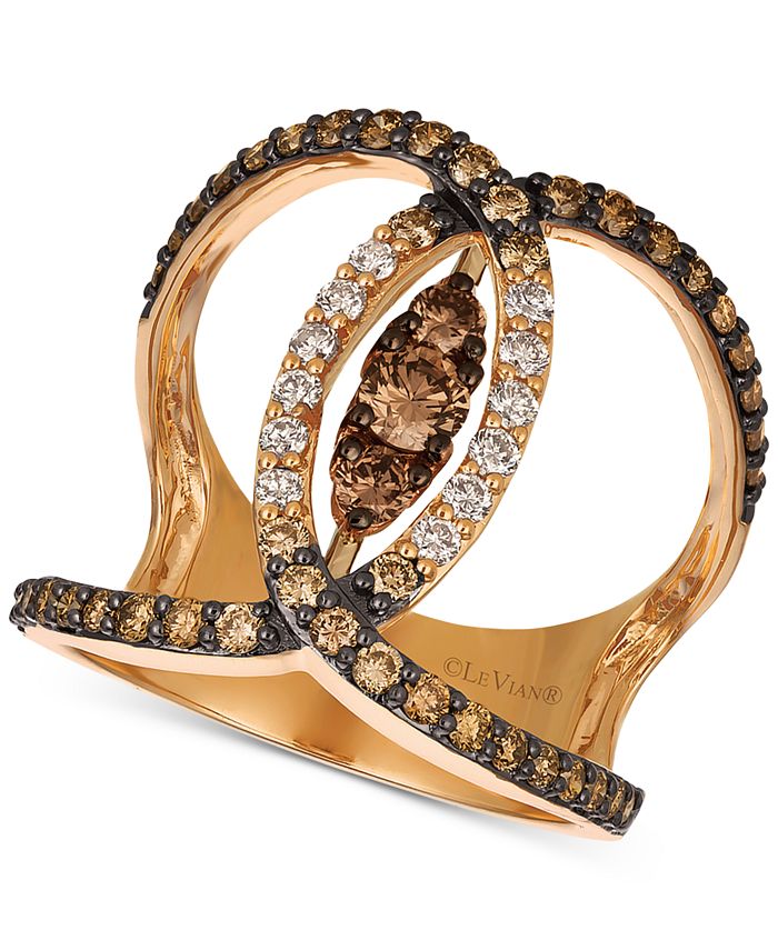 Le Vian - Nude Diamond (3/4 ct. t.w.) & Chocolate Diamond (1/5 ct. t.w.) Venn Ring in 14k Rose Gold