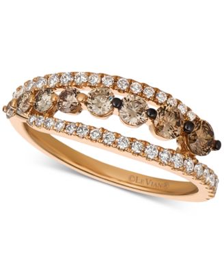 Le Vian - Chocolate Diamond (5/8 ct. t.w.) & Vanilla Diamond (1/3 ct. t.w.) Ring in 14k Rose Gold