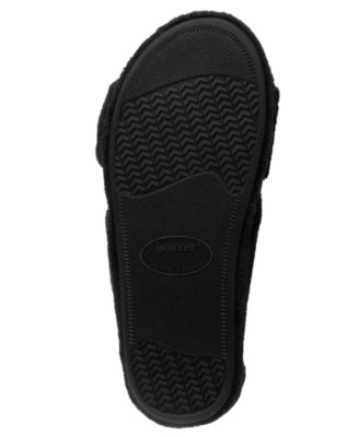 Isotoner Women's Becca Open Toe Slide Slipper – Cozy Microterry Indoor/Outdoor Slides (Iced Strawberry, 8.5-9)