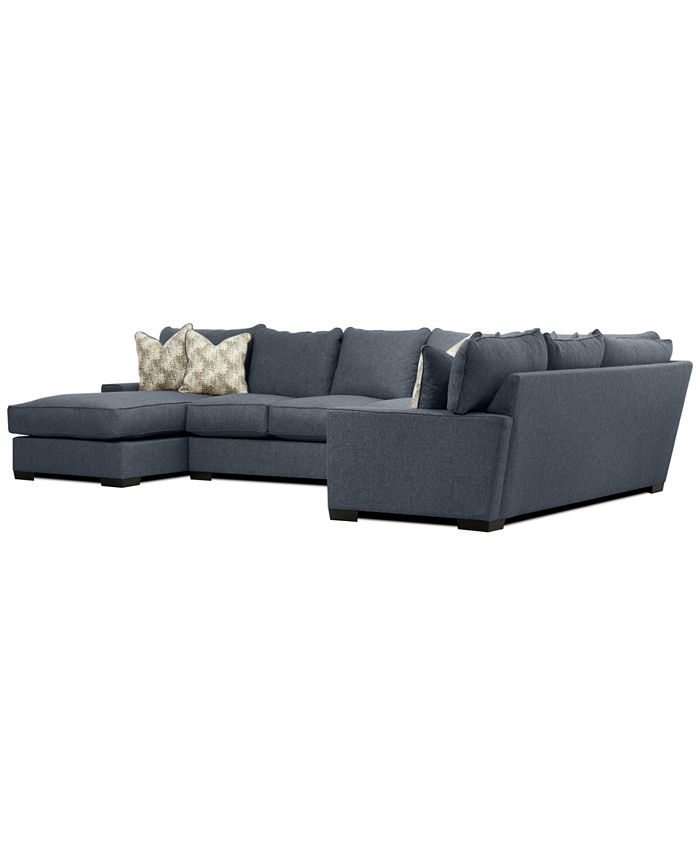 Tuni 102 3 Pc Fabric Chaise Sectional, Black Fabric Sectional Sofa With Chaise