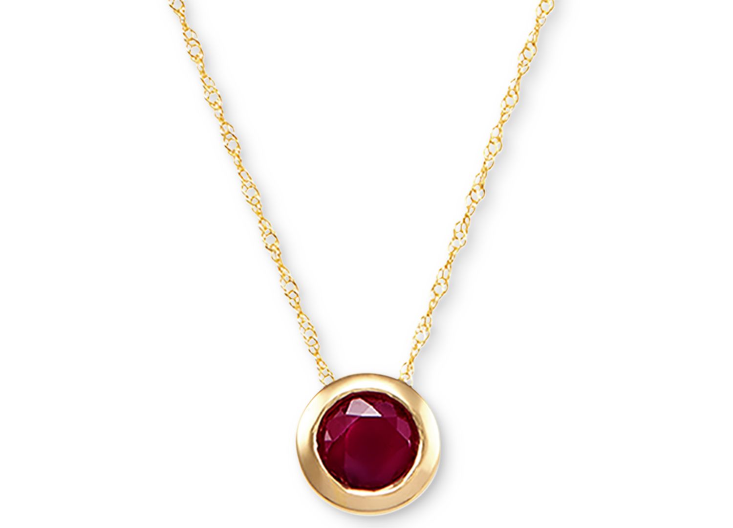 Birthstone 18" Bezel Pendant Necklace in 14k Gold