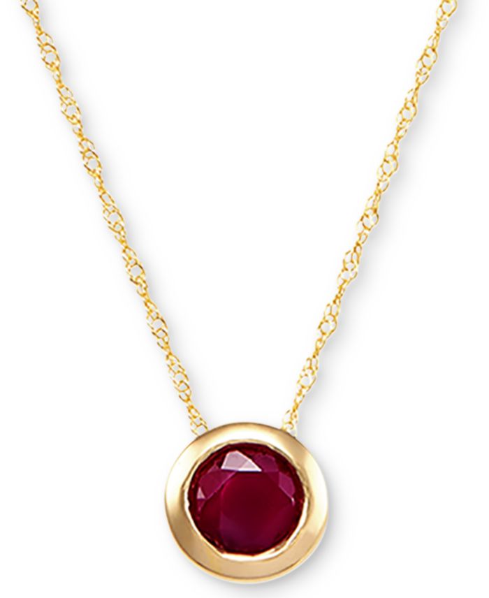 Birthstone 18" Bezel Pendant Necklace in 14k Gold