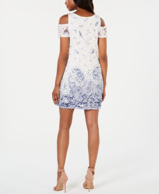 Robbie Bee Petite Cold-Shoulder Lace Trapeze Dress - Macy's