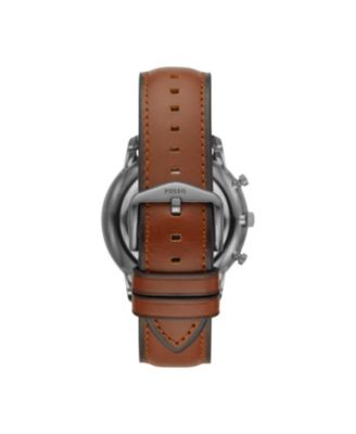 Mens Neutra Chrono gray case with brown leather strap