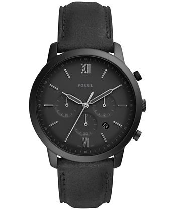 Men's Neutra Chronograph Black Leather Strap Watch 44mm