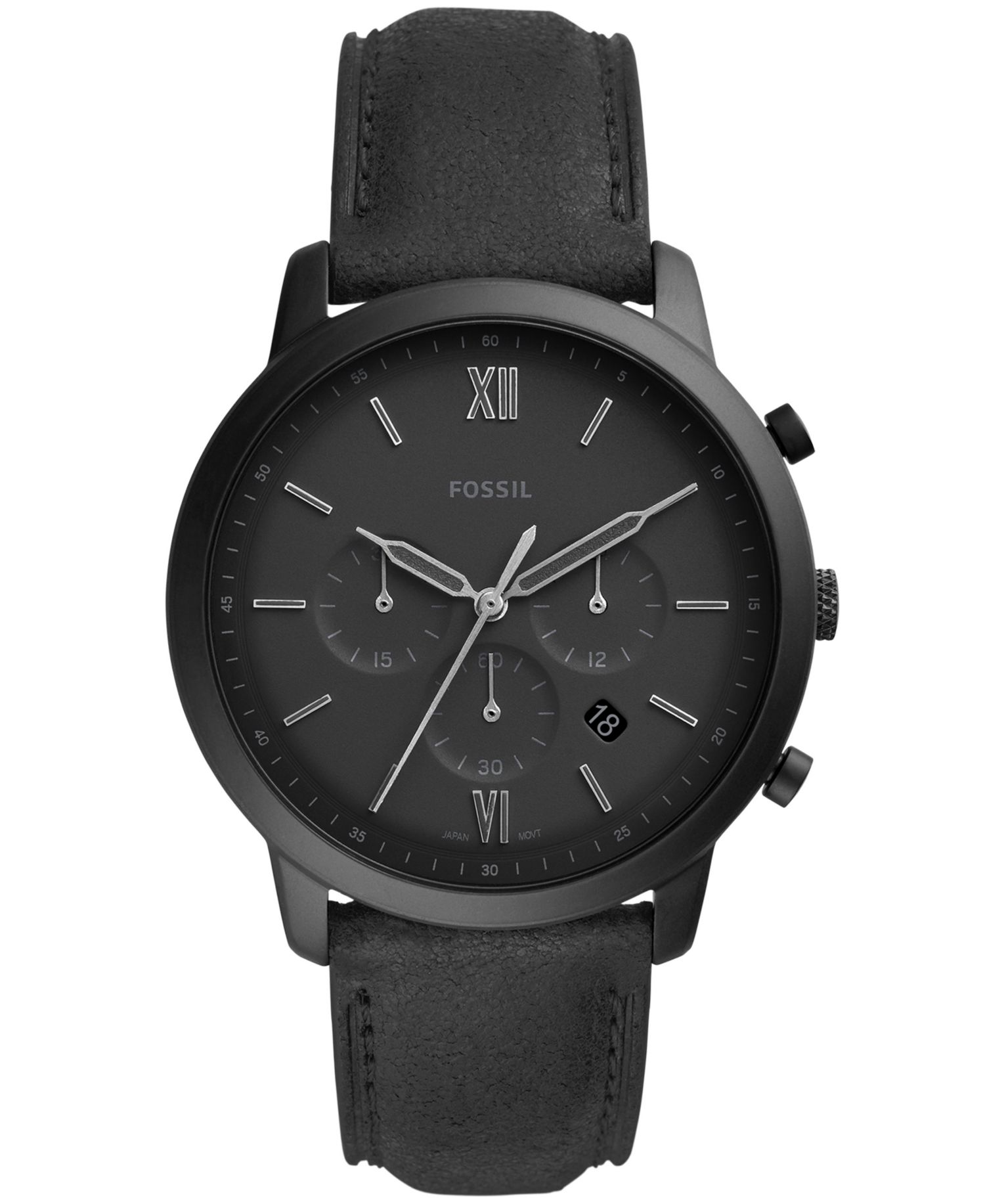 Men's Neutra Chronograph Black Leather Strap Watch 44mm