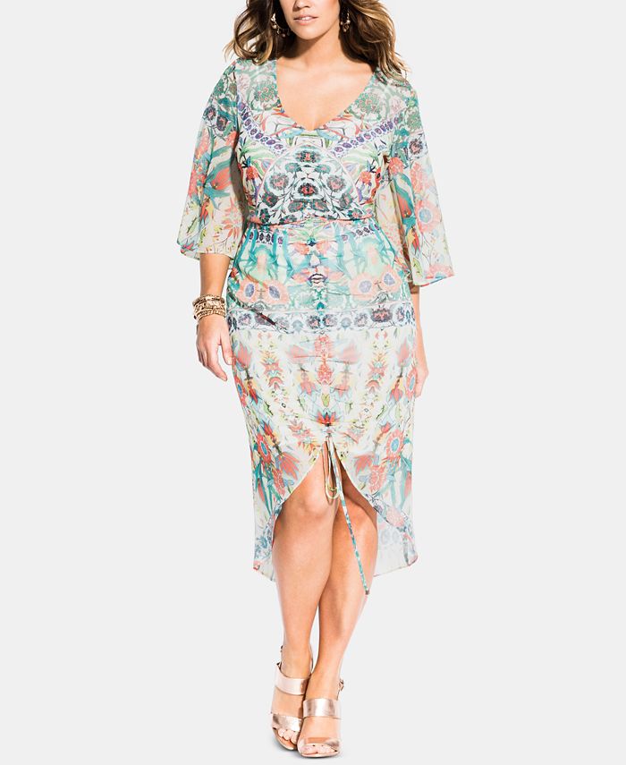 City Chic Trendy Plus Size Budapest Ruched Dress - Macy's