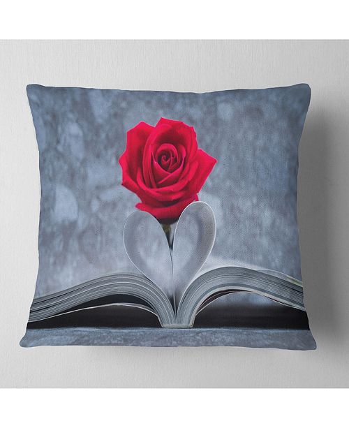 Design Art Designart Red Rose Inside The Book Floral Throw