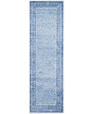 Adirondack Silver and Blue 2'6" x 8' Runner Area Rug