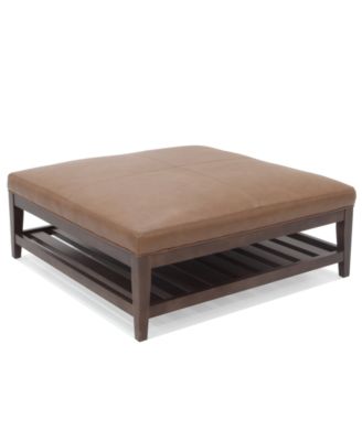 Hotel Collection - Canillo 42" Leather Cocktail Ottoman with Wood Base