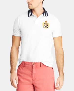 POLO RALPH LAUREN MEN'S CUSTOM SLIM FIT CREST MESH POLO SHIRT
