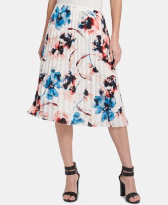 DKNY - Floral-Print Pleated Midi Skirt