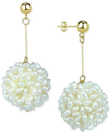 Macy's - Cultured Freshwater Pearl (2-3mm) Cluster Drop Earrings in 14k Gold