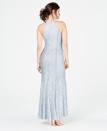Nightway Glitter Lace Halter Gown Macy s