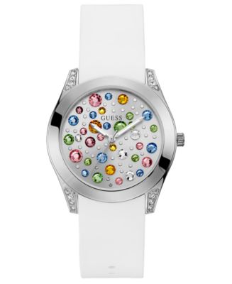 Guess Wonderlust Beige Dial Pink Leather Strap Watch for Women - W1065L1
