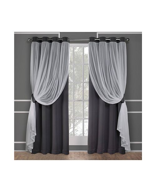 Exclusive Home Catarina Layered Solid Blackout And Sheer Grommet