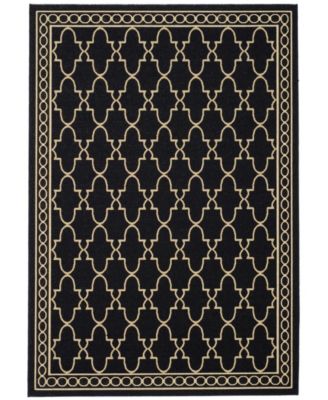 Courtyard CY5142 Black and Beige 5'3" x 7'7" Sisal Weave Outdoor Area Rug