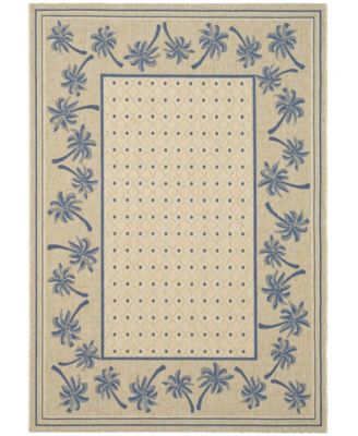 Courtyard CY5148 Ivory and Blue 5'3" x 7'7" Outdoor Area Rug