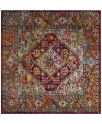Crystal Light Blue and Fuchsia 7' x 7' Square Area Rug
