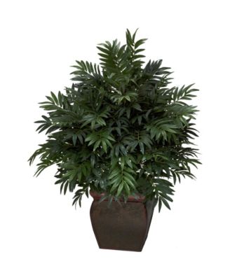 Nearly Natural - Triple Bamboo Palm w/ Decorative Planter Silk Plant