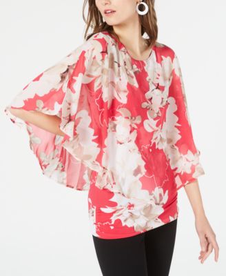 Alfani - Printed Flutter-Sleeve Top