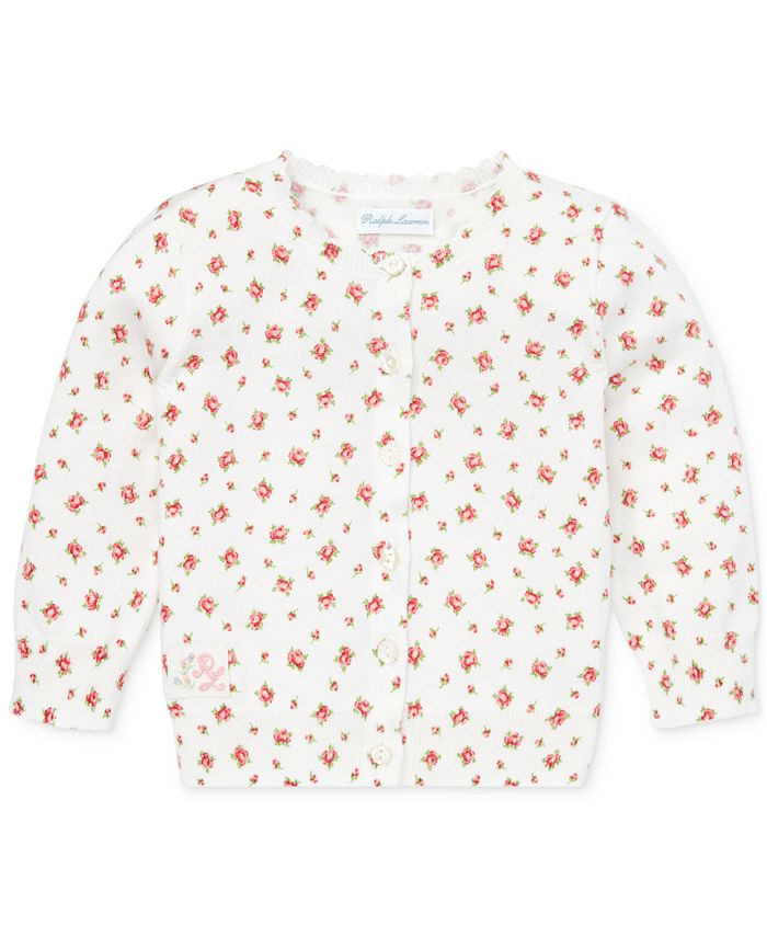 Ralph Lauren Baby Girls Cardigan In Offwhite