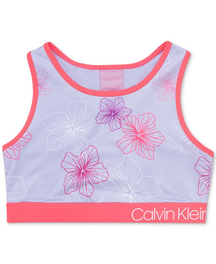 Calvin Klein Big Girls FloralPrint Sports Bra Macy's