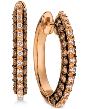 image of Le Vian Chocolatier Diamond Hoop Earrings (1 ct. t.w.) in 14k Rose Gold