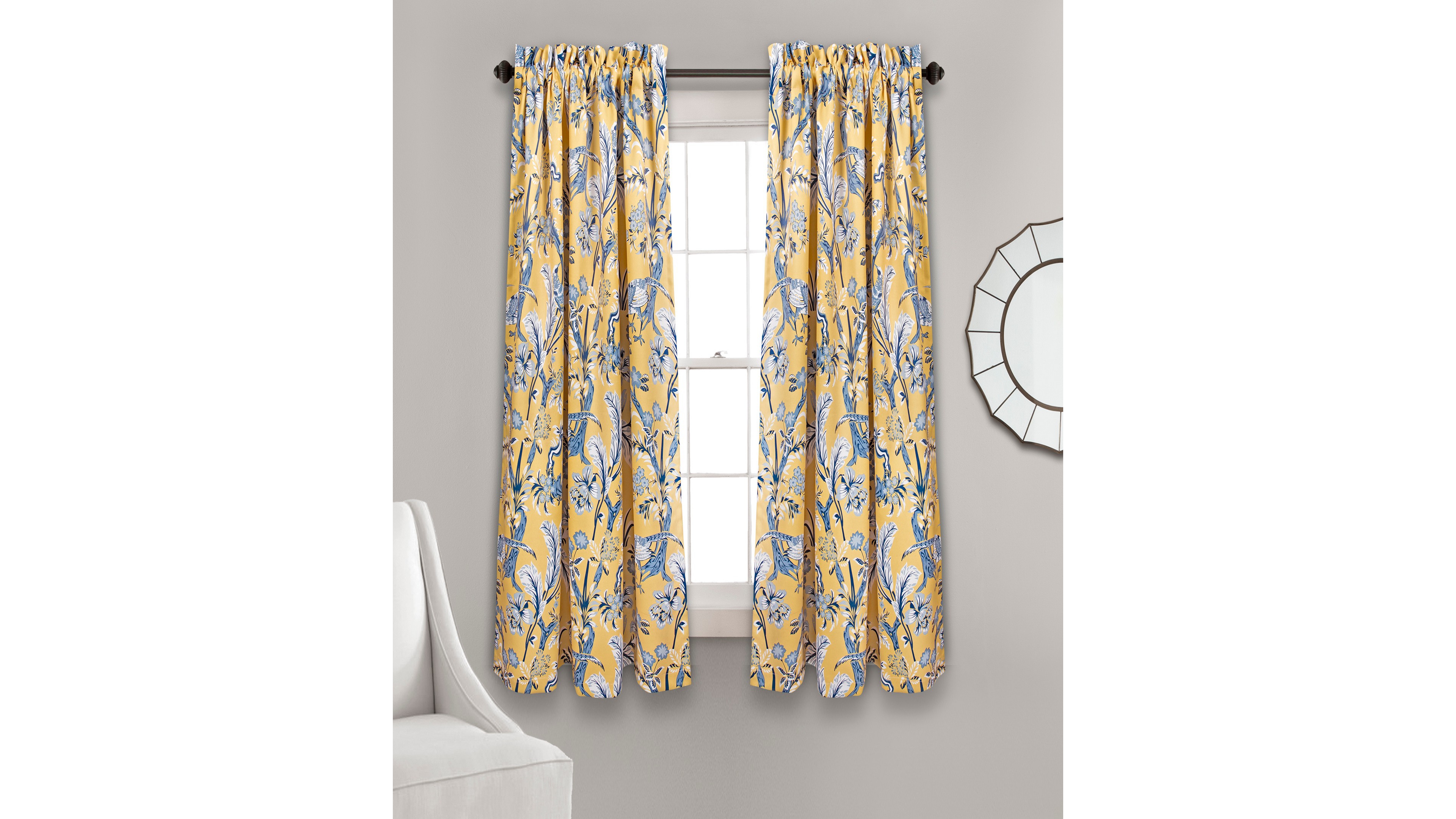 Dolores 52" x 63" Botanical Print Curtain Set