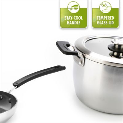 Levels 11-Pc. Stainless Steel Stackable Ceramic Nonstick Cookware Set