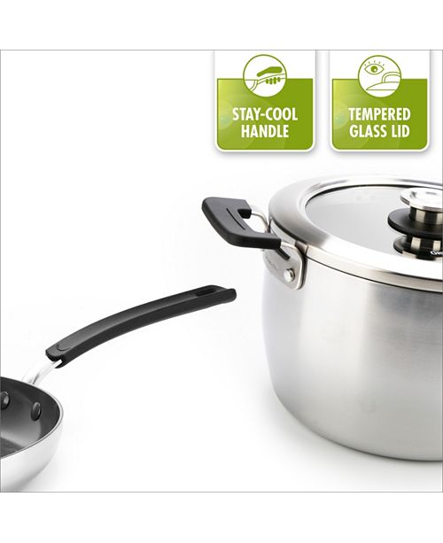 GreenPan Levels 11-Pc. Stainless Steel Stackable Ceramic Nonstick Cookware Set, Created for Macy 