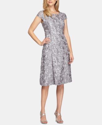 knee length dresses for ladies Alex Evenings Women's Plus Size Tea Length Dress with Rosette Detail main image 1
