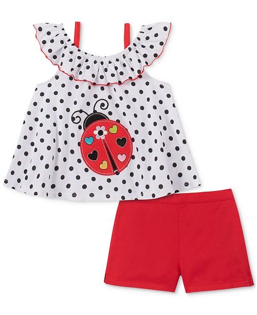 Kids Headquarters Toddler Girls 2 Pc Ladybug Top Shorts Set