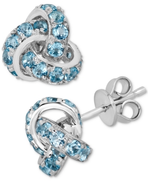 image of Blue Topaz (4 ct. t.w.) Knot Stud Earrings in Sterling Silver