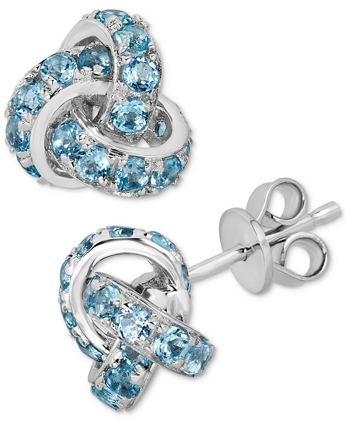 Macy's - Blue Topaz (4 ct. t.w.) Knot Stud Earrings in Sterling Silver