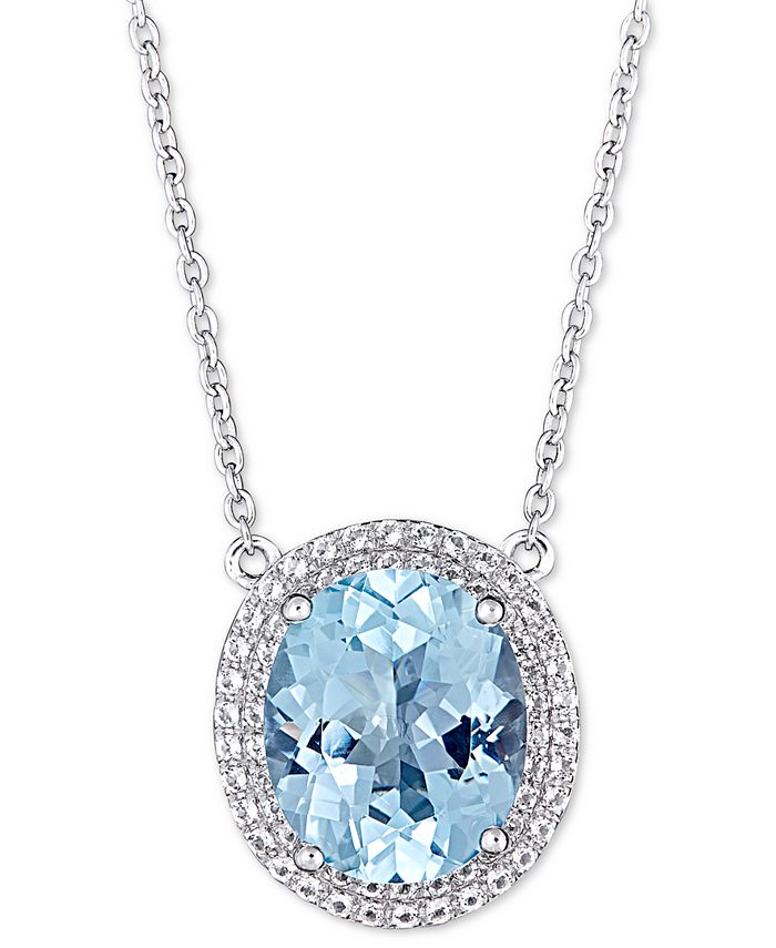 Macy's - Blue Topaz (5-1/2 ct. t.w.) & White Topaz (1 ct. t.w.) 17" Pendant Necklace in Sterling Silver (also available in Amethyst)