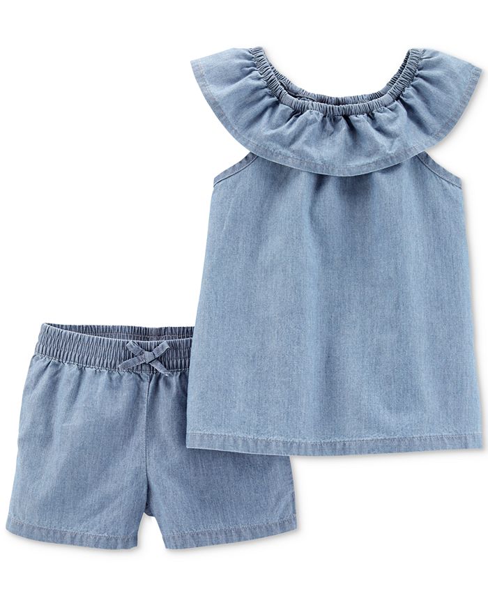 Carter's Toddler Girls 2Pc. Cotton Chambray Top & Shorts Set Macy's