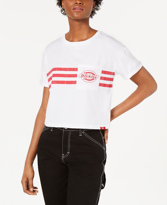 Dickies Chest-Stripe Cropped T-Shirt - Macy's