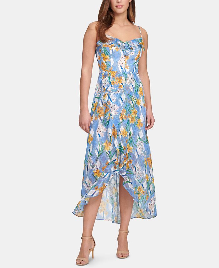 kensie Printed RuffleTrim ALine Dress Macy's