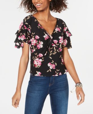 American Rag Juniors' Ruffle-Sleeve Top, Created for Macy's - Macy's