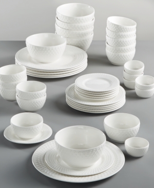 Gibson White Elements Paloma Embossed 42-Piece Dinnerware Set, Service for 6