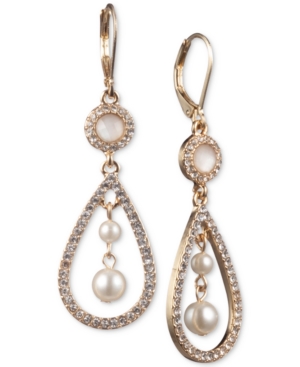image of Anne Klein Gold-Tone Imitation Pearl Orbital Drop Earrings