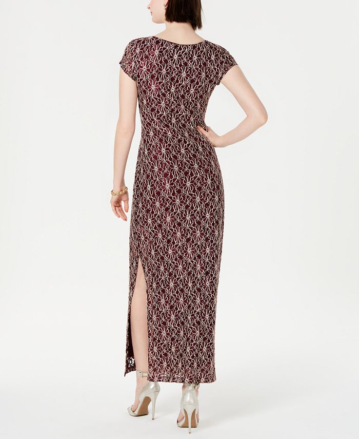 Connected Women's Sequined Lace Gown Black Size 14W