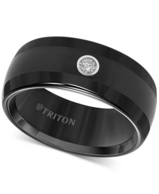 black tungsten wedding band with diamonds