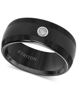 image of Triton Men-s Black Tungsten Ring, Diamond Wedding Band (1/10 ct. t.w.)