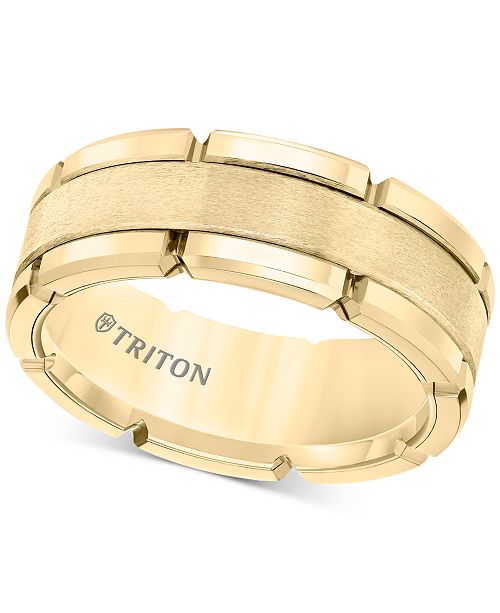 Triton Men S Brushed Comfort Fit 8mm Wedding Band In Yellow