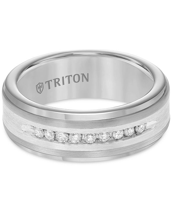 Triton Men's Diamond Wedding Band in Tungsten Carbide (1/4 ct. t.w ...